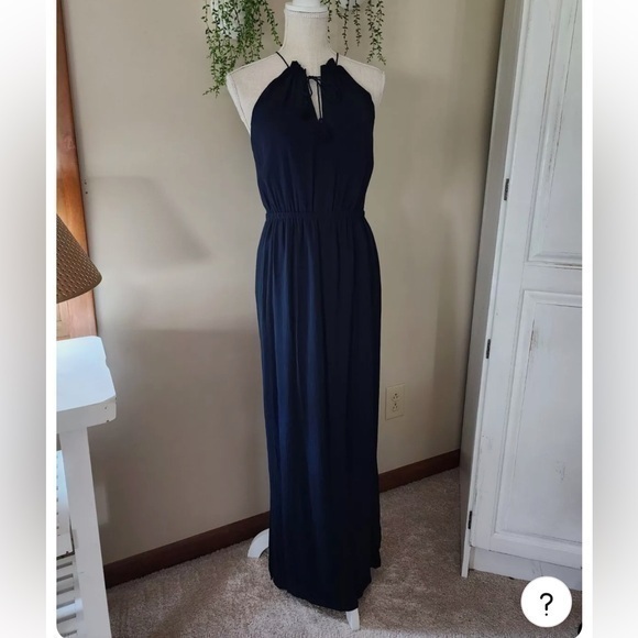 Madewell Tassel-Tie Maxi Dress Size 00 Navy Blue maxi sleeveless - Picture 1 of 7